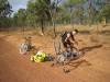 Mark replacing a destroyed tyre. Another identical tyre that he put on also failed prematurely.