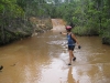 Gaye determining the best route across Scrubby Creek on the OTL near Eliot Falls and Twin Falls. It was considered poor form not to at least attempt riding through the creeks and rivers.