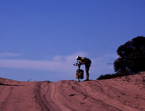 Cresting another sandy dune. Murray Sunset NP