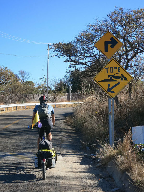 Least favourite thing about Mexico? Huge speed bumps (called 'topes') that are rarely this well signposted ...