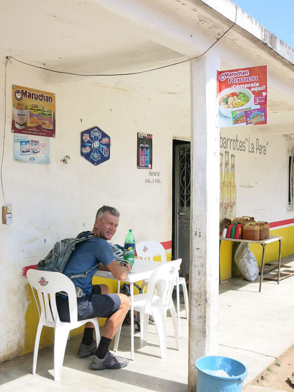 Another day, another stop at a village tienda (shop) for cold drinks